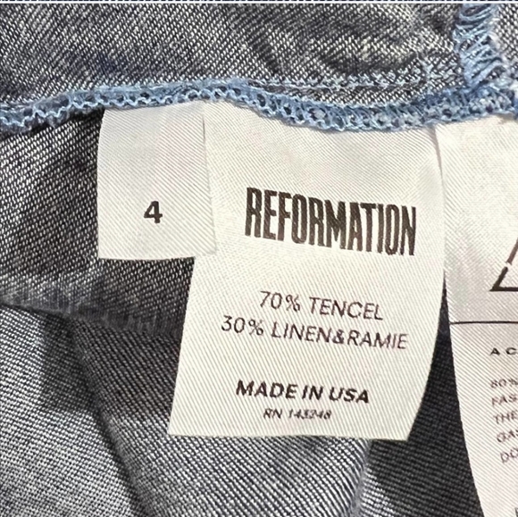 Reformation Miramar Linen Blend Chambray Tie Front Mini Dress Size 4 - Picture 8 of 10